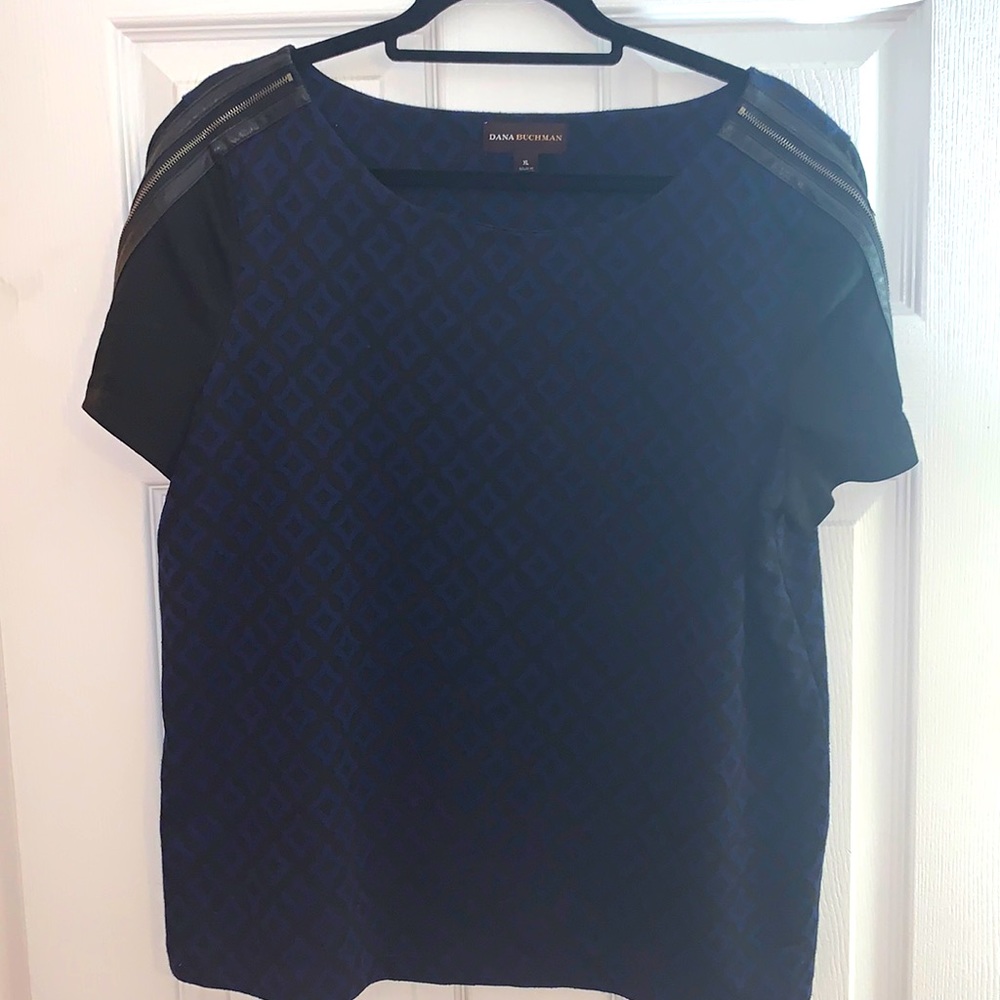 Mixed Media Short Sleeve Blouse
